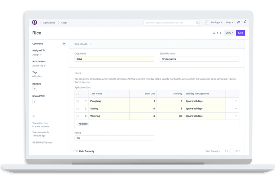 Agriculter ERP system