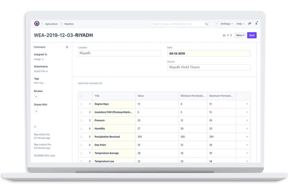 Agriculter ERP system